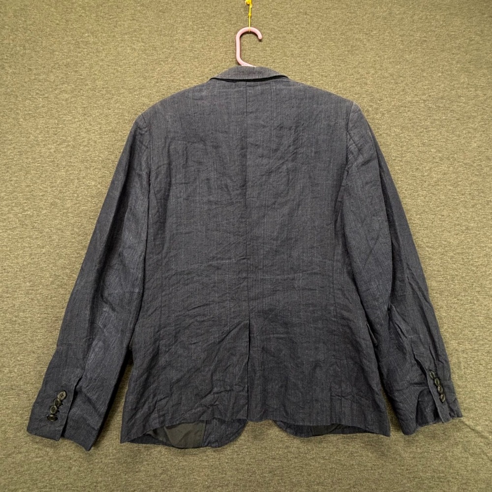 H&M Blazer Mens 34R Slim Fit Navy Linen Sport Coat Two Button Lightweight Casual - Picture 7 of 13